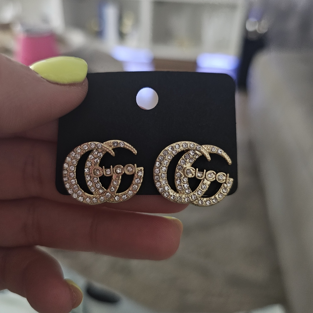 Gold Crystal Stud Earrings